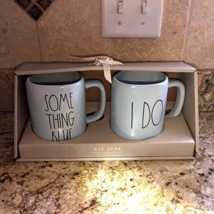 Rae Dunn SOMETHING BLUE I DO Wedding Mugs Boxed